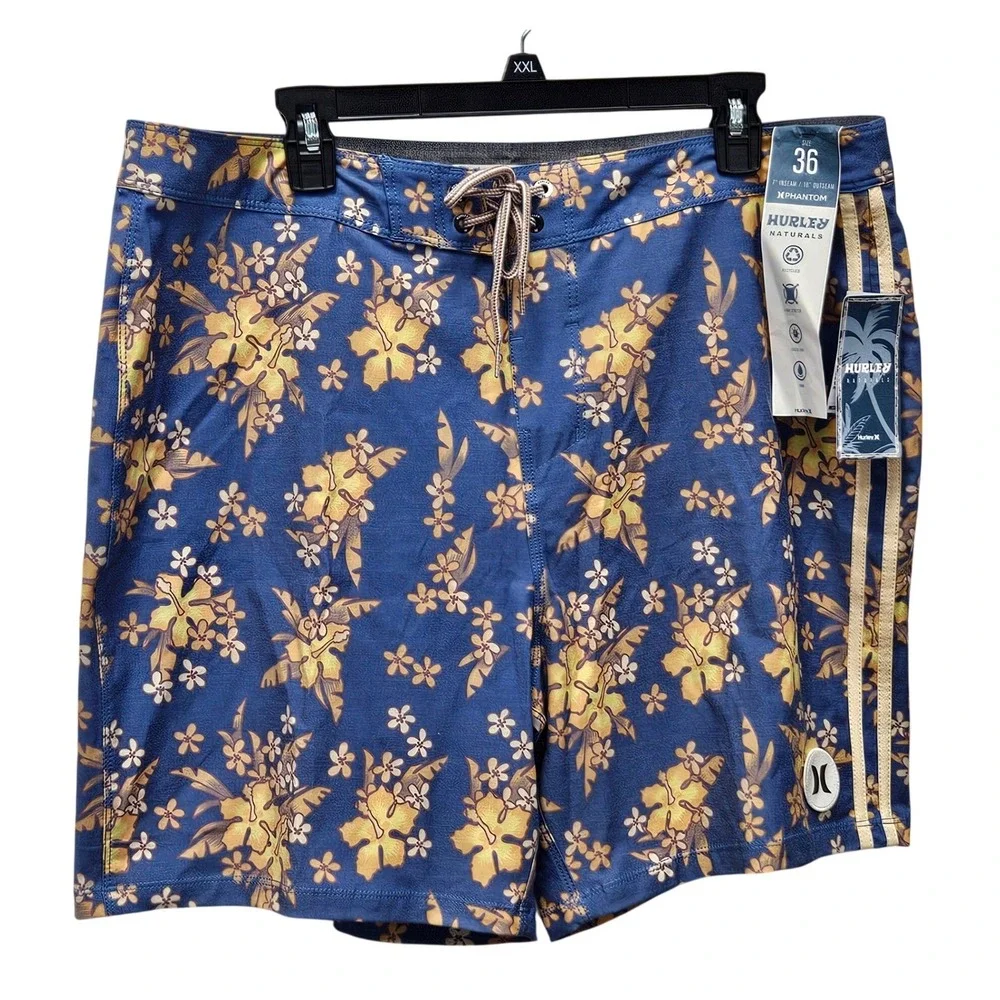 Hurley Board Shorts Mens 36 Blue Floral Phantom Naturals 18